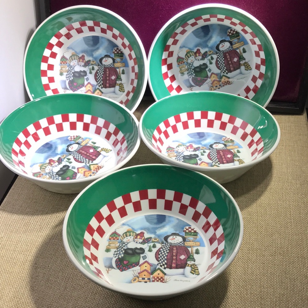 Melange Melamine Seasonal Christmas Cereal Bowls Set of 5